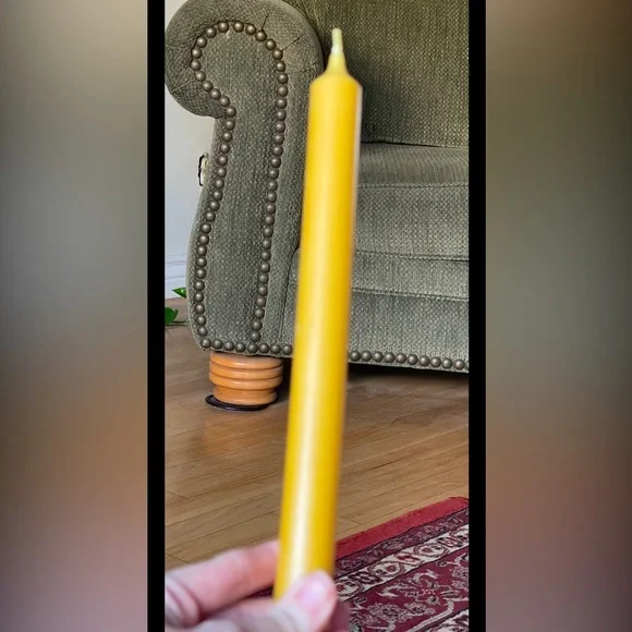 HYOOLA Natural Beeswax European Candles 12 Pk. of 10” Tapers Mustard Unscented - Picture 3 of 3